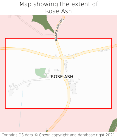 Map showing extent of Rose Ash as bounding box
