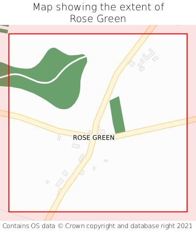 Map showing extent of Rose Green as bounding box