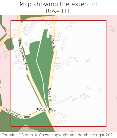 Map showing extent of Rose Hill as bounding box