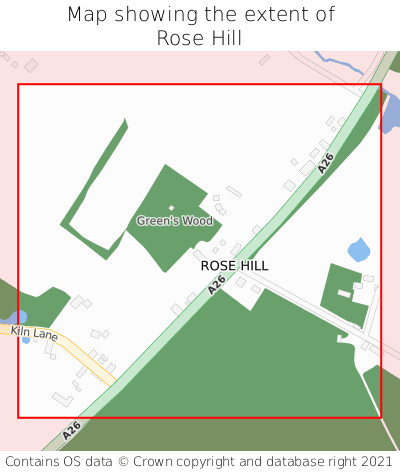 Map showing extent of Rose Hill as bounding box