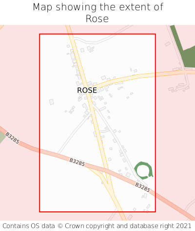 Map showing extent of Rose as bounding box