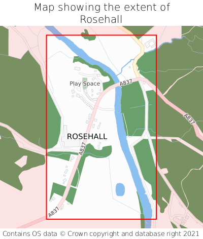 Map showing extent of Rosehall as bounding box