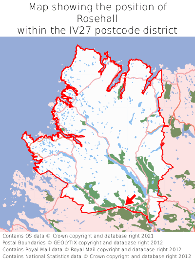 Map showing location of Rosehall within IV27