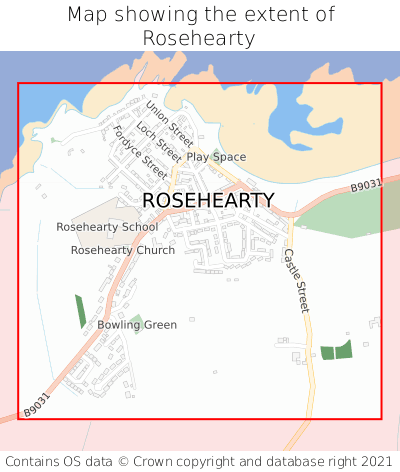 Map showing extent of Rosehearty as bounding box