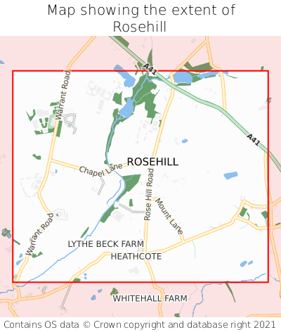 Map showing extent of Rosehill as bounding box