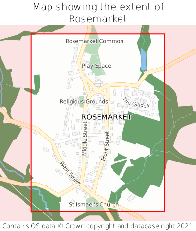 Map showing extent of Rosemarket as bounding box