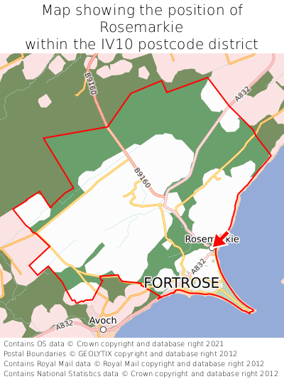 Map showing location of Rosemarkie within IV10