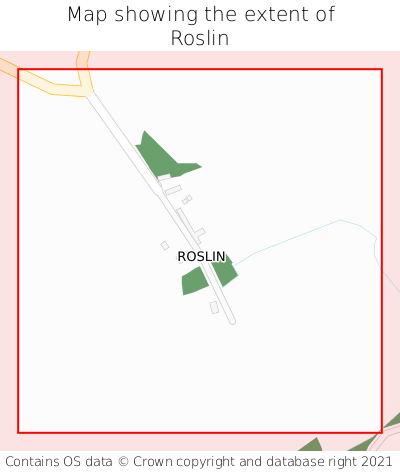 Map showing extent of Roslin as bounding box