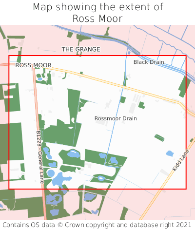 Map showing extent of Ross Moor as bounding box