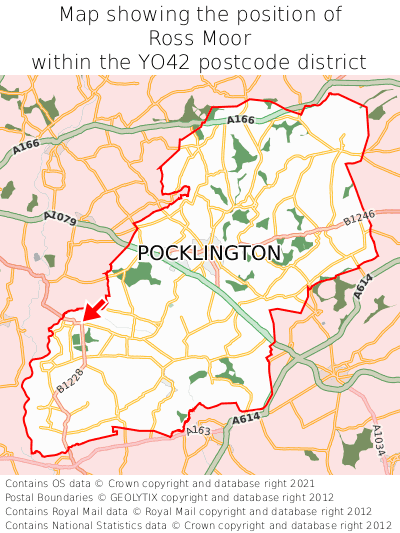Map showing location of Ross Moor within YO42