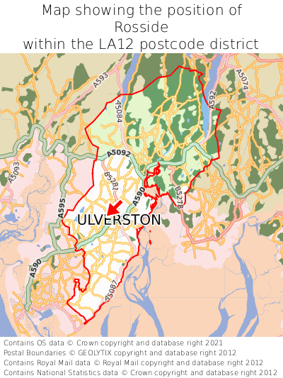 Map showing location of Rosside within LA12