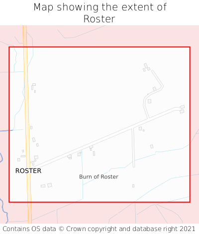 Map showing extent of Roster as bounding box