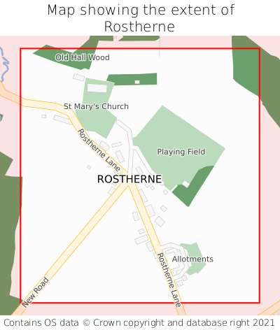 Map showing extent of Rostherne as bounding box