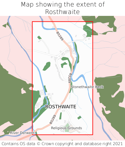 Map showing extent of Rosthwaite as bounding box