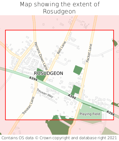 Map showing extent of Rosudgeon as bounding box