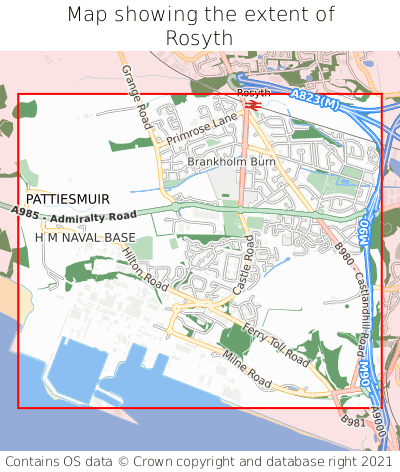 Map showing extent of Rosyth as bounding box