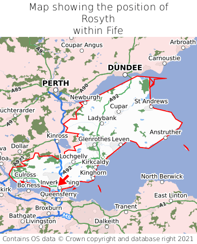 Map showing location of Rosyth within Fife