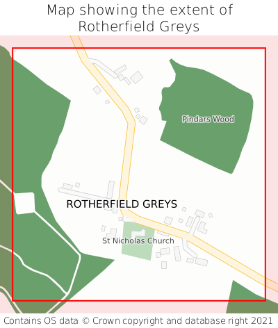 Map showing extent of Rotherfield Greys as bounding box