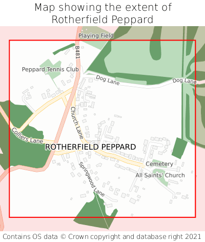 Map showing extent of Rotherfield Peppard as bounding box
