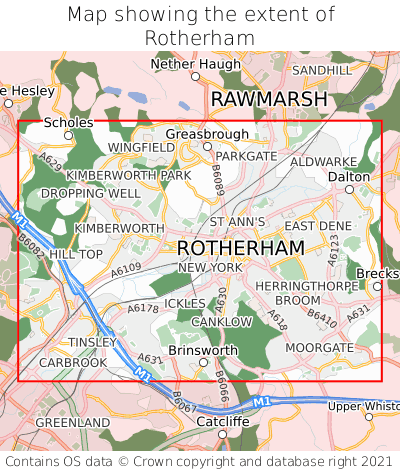 Map showing extent of Rotherham as bounding box