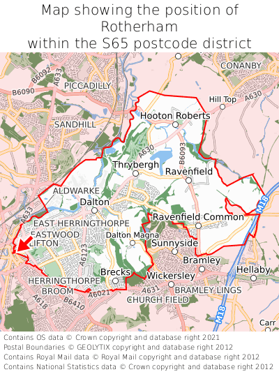 Map showing location of Rotherham within S60