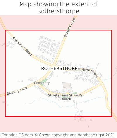 Map showing extent of Rothersthorpe as bounding box
