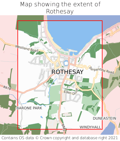 Map showing extent of Rothesay as bounding box