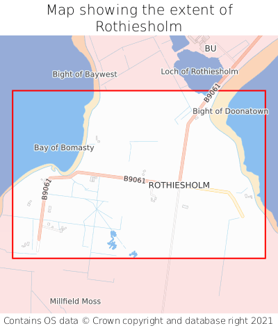Map showing extent of Rothiesholm as bounding box