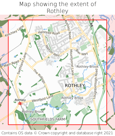 Map showing extent of Rothley as bounding box