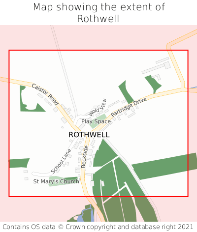 Map showing extent of Rothwell as bounding box