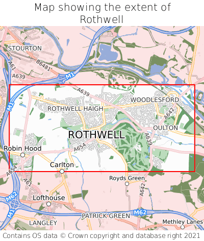 Map showing extent of Rothwell as bounding box