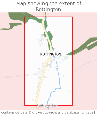Map showing extent of Rottington as bounding box