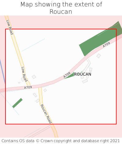 Map showing extent of Roucan as bounding box