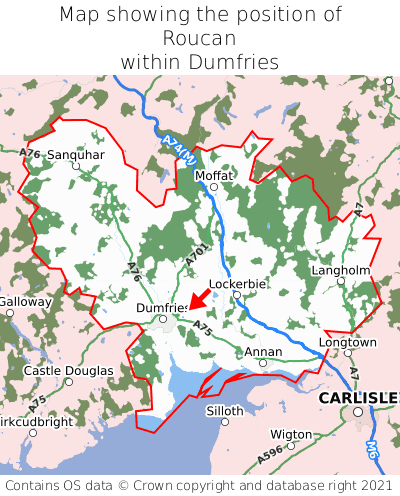 Map showing location of Roucan within Dumfries