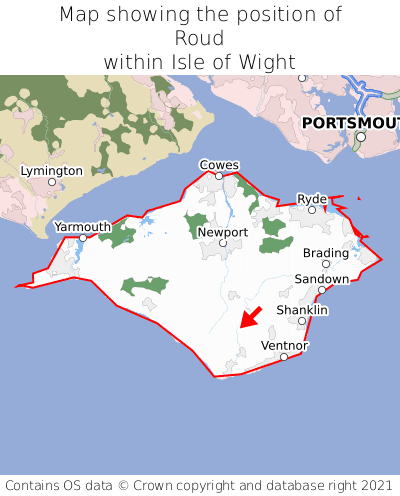 Map showing location of Roud within Isle of Wight