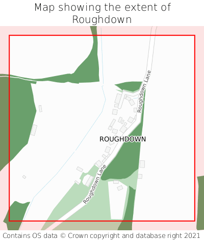 Map showing extent of Roughdown as bounding box