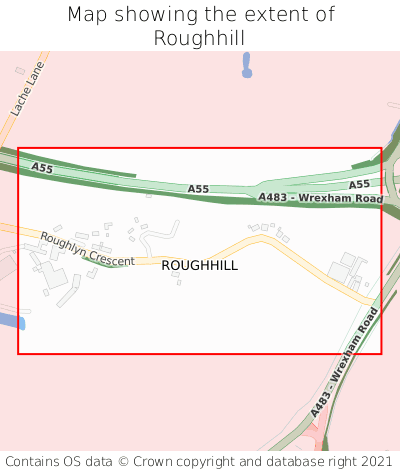 Map showing extent of Roughhill as bounding box