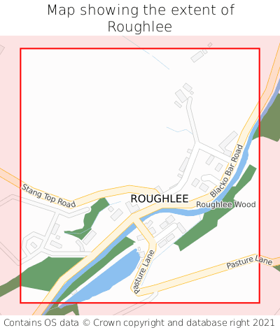 Map showing extent of Roughlee as bounding box