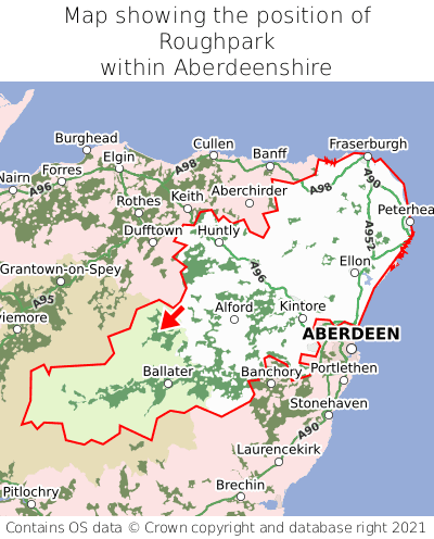 Map showing location of Roughpark within Aberdeenshire