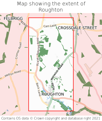 Map showing extent of Roughton as bounding box