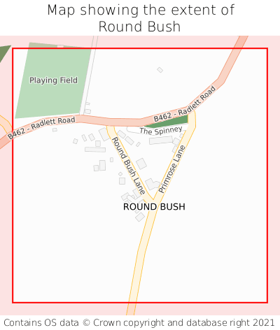 Map showing extent of Round Bush as bounding box