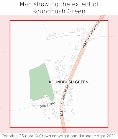 Map showing extent of Roundbush Green as bounding box