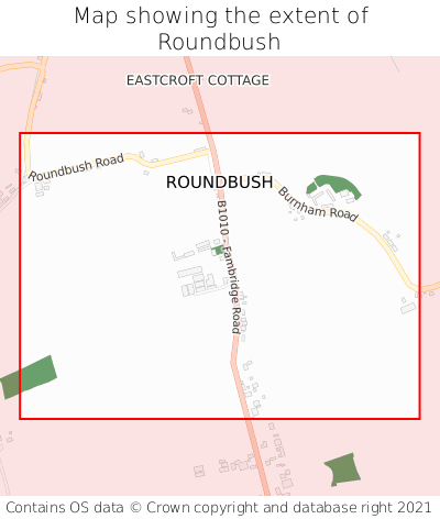 Map showing extent of Roundbush as bounding box