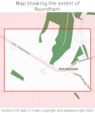 Map showing extent of Roundham as bounding box