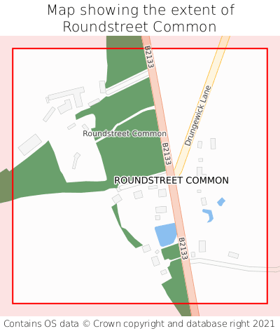 Map showing extent of Roundstreet Common as bounding box