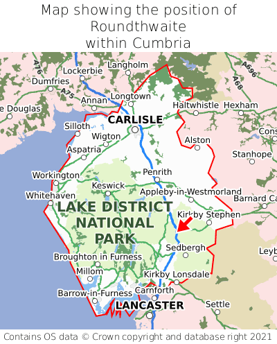 Map showing location of Roundthwaite within Cumbria