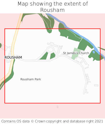 Map showing extent of Rousham as bounding box