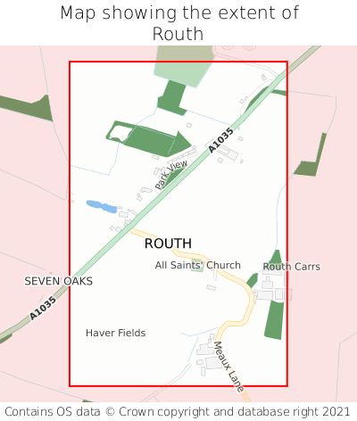 Map showing extent of Routh as bounding box