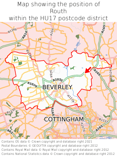 Map showing location of Routh within HU17