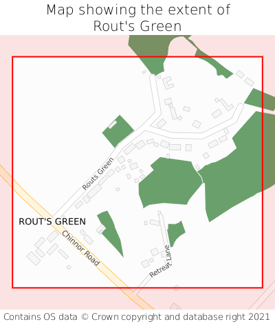 Map showing extent of Rout's Green as bounding box